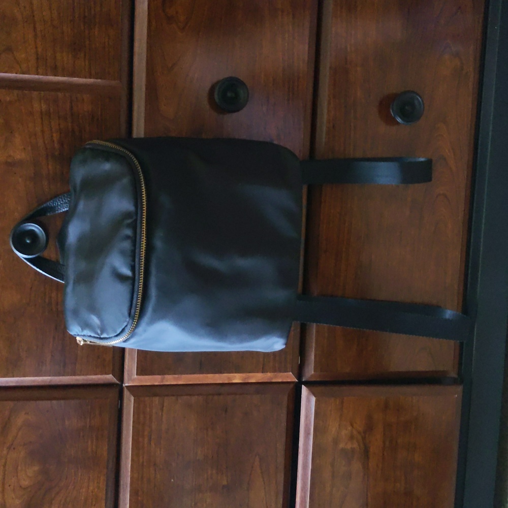 Black Mini Backpack with Gold Zippers